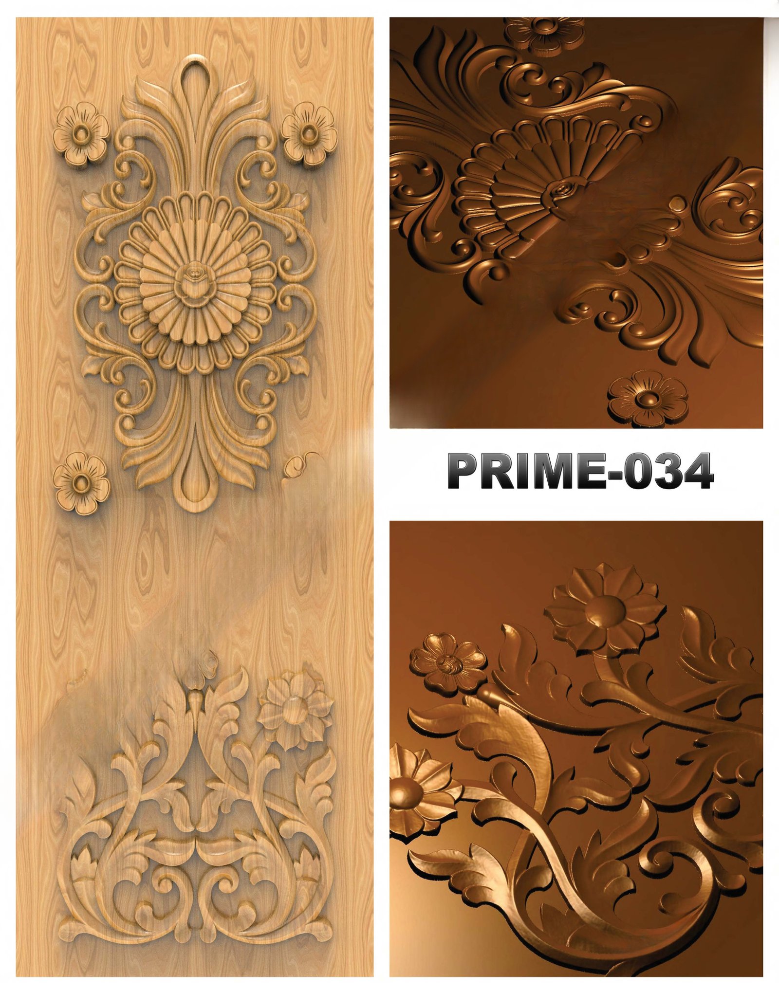 prime designs - PRIME-34 Classic Floral Motif Carved Door 3D Model